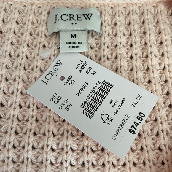 J.CREW Factory Pale Pink Chunky Knit V-Neck Sweater NWT - Picture 4 of 4